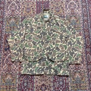 VTG 70s SAFTBAK Frogskin Camo Flap Pocket Hunting Shirt Outdoor Field Coat USA M
